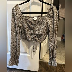 Cheetah long sleeve cropped shirt